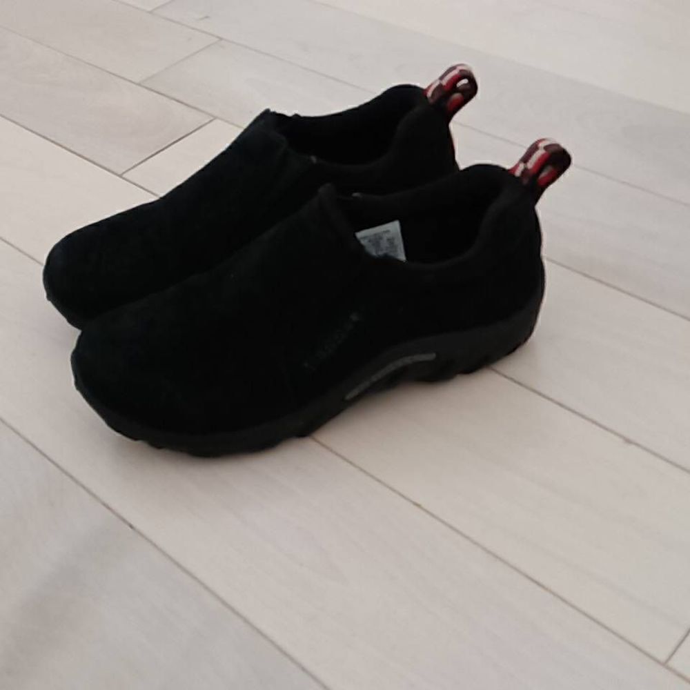 Merrell Big Kids Black Jungle Moc Leather Slip-On Shoes Size 1M (7.5)